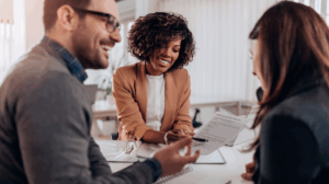group of professionals working on a company-generated leads plan